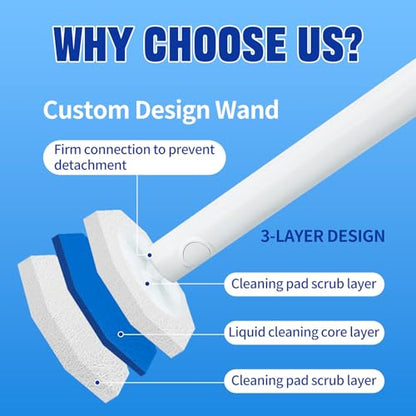 Disposable Toilet Brush & Holder Set with 50 Toilet Bowl Refills for Clorox | Wall Mounted Disposable Toilet Bowl Kit, for Bathroom, Sink & Bathtub, Touchless Toilet Cleaning System
