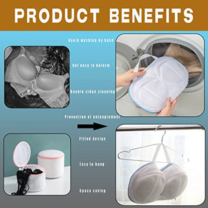 Large Bra Laundry Bags for Washing Machine, Fits All Cups Anti Deformation Bra Washing Bag, Lingerie Bags for Washing Delicates (4 Pack - Whitebag)