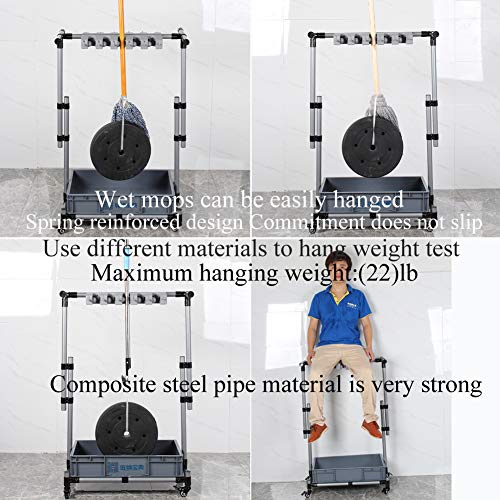 Broom And Mop Holder Put Wet Movable Floor-Mounted Mop Rack Floor Standing Cleaning Tool Cart Storage For Garden Garage Schools, Hospitals, Factories, Hotels,Property Companies