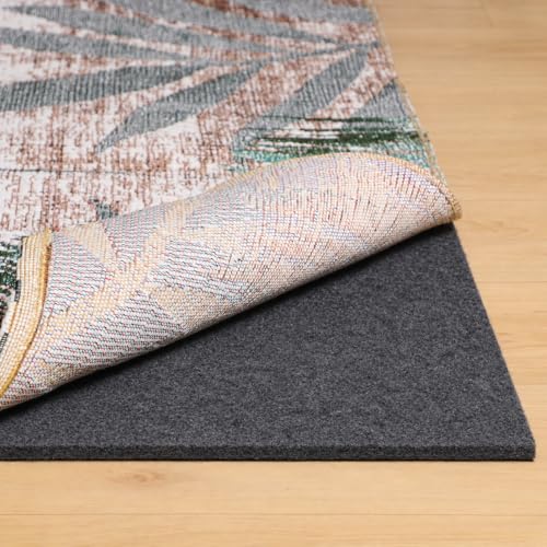 Rug Pad 8x10 Non Slip for Hardwood Floors, 1/8” Extra Thick Waterproof Felt Carpet Pad, Low Profile Underlay for Area Rugs, Safe for LVP & All Floor Finishes, Odorless & Soundproof
