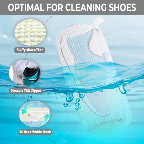 Shoe Washing Machine Bag 3PCS – Laundry Shoes Bag for Washer & Dryer | Reusable Shoe Cleaning Bag, 360° Deep Microfiber Clean,Self-Locking Zipper