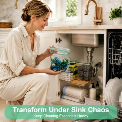 5-in-1 Trash Bag Dispenser, Laundry & Dishwasher Pods Storage Container | Space-Saving Under Sink Garbage Bag Dispenser for 13/30/33 Gallon Bags & Laundry Room Storage. Home Organization Must Haves!