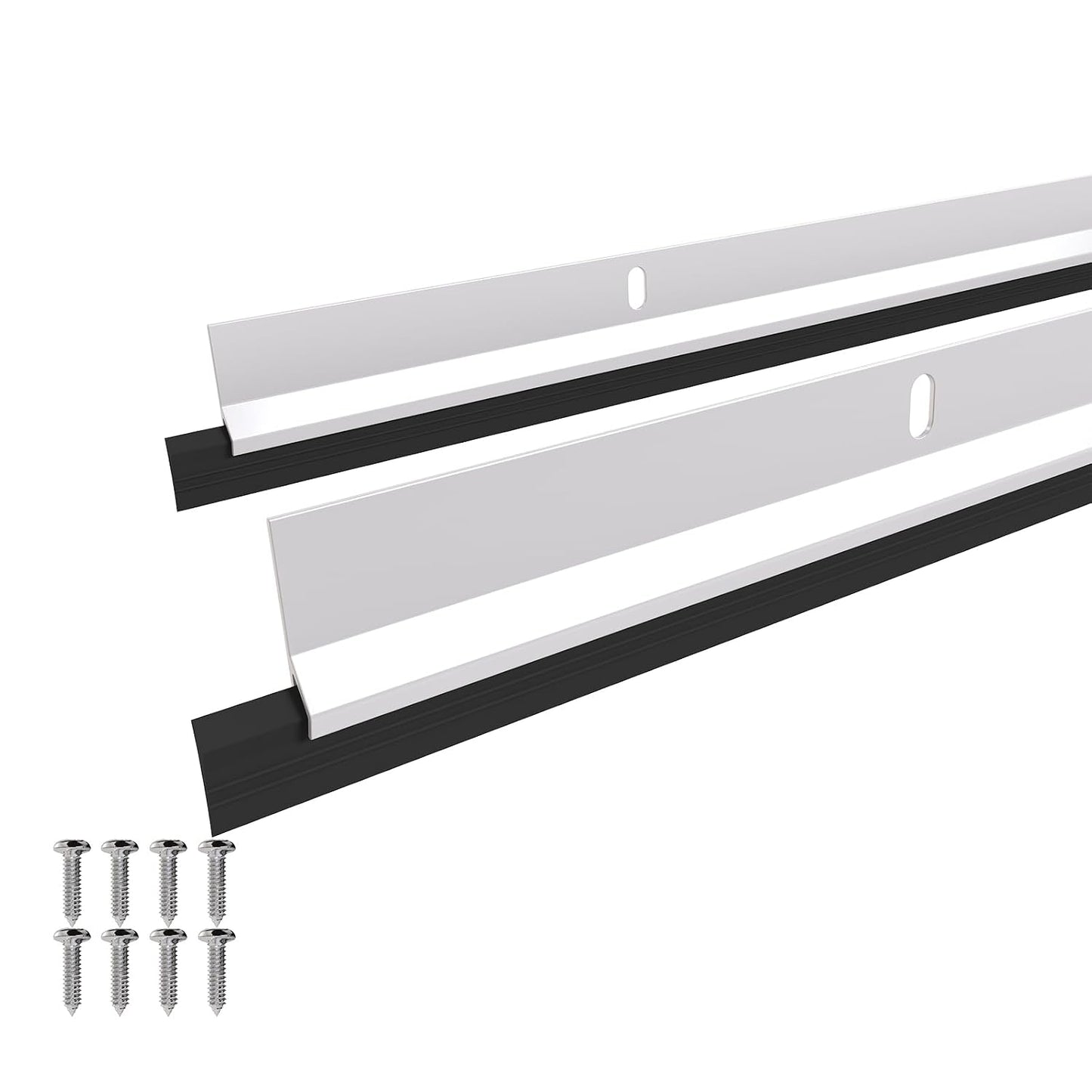 AMZNOVA Door Sweep Door Threshold Sweeper, 36in, White, 2Pack | Sweep Aluminum and Vinyl for Interior & Exterior Bottom, Dust Bug Draft Stopper Storm Weatherproof Aluminum Vinyl Sweeper
