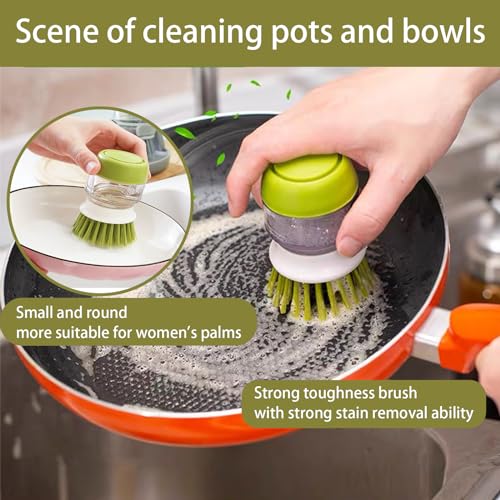 Soap Dispenser with Dish Brush and Storage Bracket, Easy to Clean Kitchen Utensils and Sink, Gray