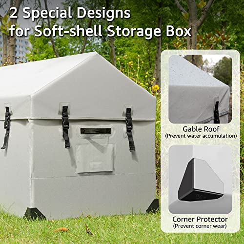174 US Gallon Outdoor Storage Box Waterproof Soft Shell Tarpaulin Deck Box for Patio Furniture Outdoor Cushions, Throw Pillows, Garden Tools
