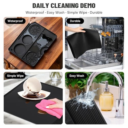 Silicone Coffee Mat Compatible with Ninja Luxe Espresso Coffee Machine ES601/ES701 & Most Home Espresso Machines - 23"x15" Anti-Slip Heat-Resistant - Maker Bar | Tamping Mat (2-in-1)