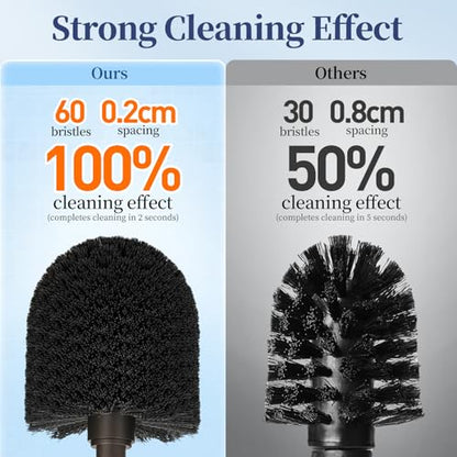 HAMITOR Toilet Bowl Brush Holder Set: 2 Pack Modern Deep Cleaning Bathroom Toilet Scrubber with Caddy for rv - Rim Decorative Accessories Cleaner Brushes for Toilet - Bronze1
