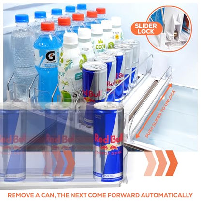 Self Pushing Drink Organizer for Fridge - 5 Rows,...