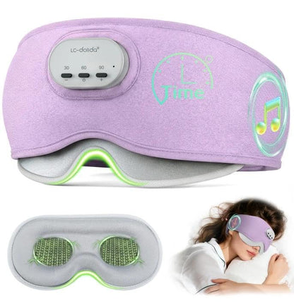 LC-dolida Voice Control Bluetooth Sleep Mask, Bamboo Cotton Bluetooth Sleep Headphones with 3D Zero-Pressure Cups and Timer Setting, Total Blackout Sleep Eye Mask for Side Sleepers (Purple)