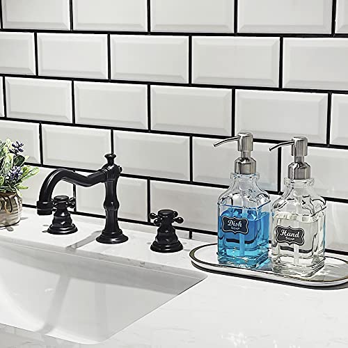 JASAI 2Pack Hand&Dish Glass Soap Dispenser with Rust Proof Pump & Stickers | Kitchen Soap Dispenser with 304 Stainless Steel Pump, Premium Bathroom Soap Dispensers for Dish Soap, Hand Soap，Lotion