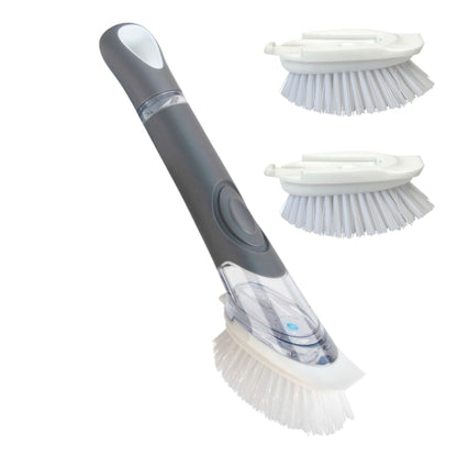 CELOX Dish Brush with Soap Dispenser, Heavy Duty Dishwand Kit, Includes 1 Wand & 3 Dish Brush Refill Heads