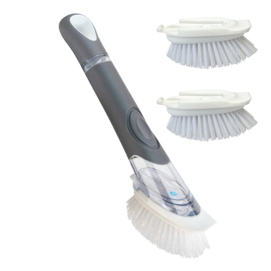 Dish Brush with Soap Dispenser, Heavy Duty Dishwan... (Gray | Plastic)