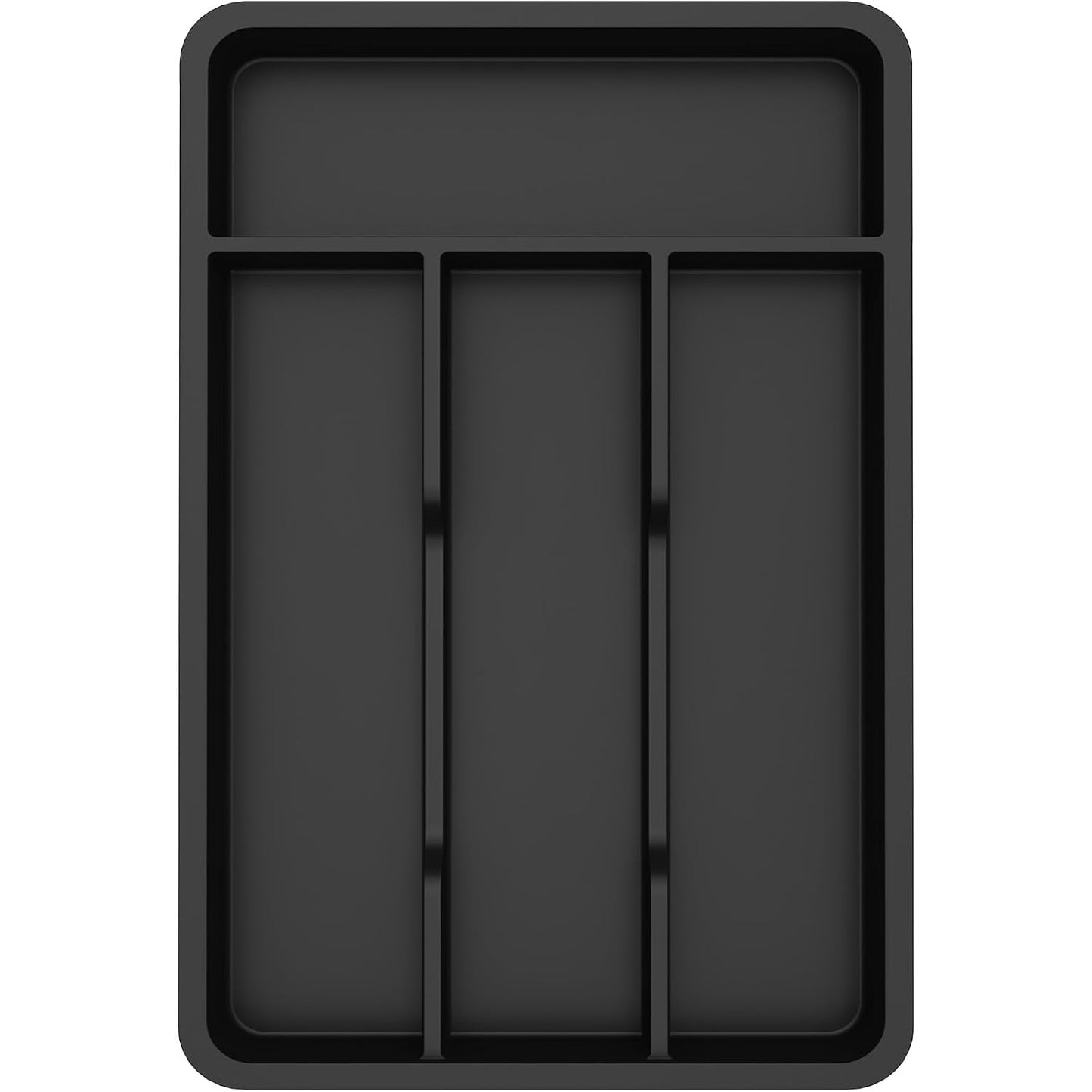 Lifewit Silverware Drawer Organizer Tray, Plastic Cutlery Storage for Kitchen, Flatware and Utensil Holder Divider for Spoons Forks Knives Tableware, 7.8 x 12.4", 4 Slots, Black