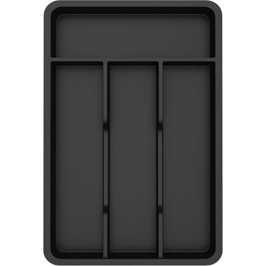 Silverware Drawer Organizer Tray, Plastic Cutlery... (Black | Plastic)