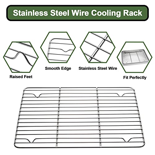 Baking Sheet Tray Cooling Rack with Silicone Bakin... (Red | Stainless Steel)