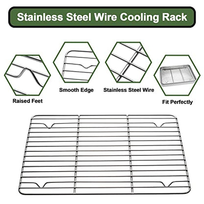 Baking Sheet Tray Cooling Rack with Silicone Bakin... (Red | Stainless Steel)
