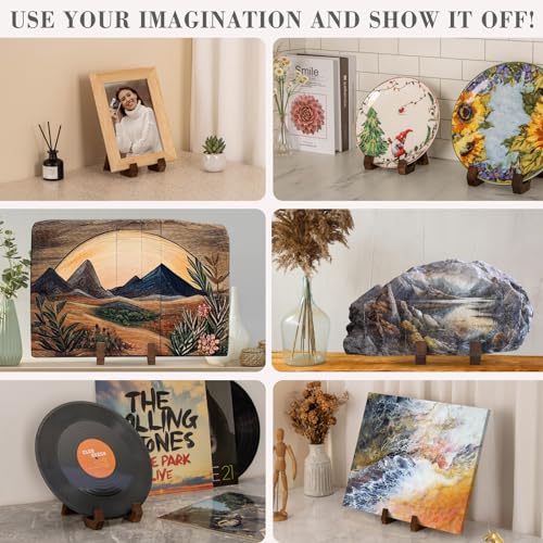 ANBOXIT Plate Display Stand, 8 Inch Plate Holder for Displaying | Decorative Plate Stand for Picture Frame Dish Photo Plaque Platter Wood Stand