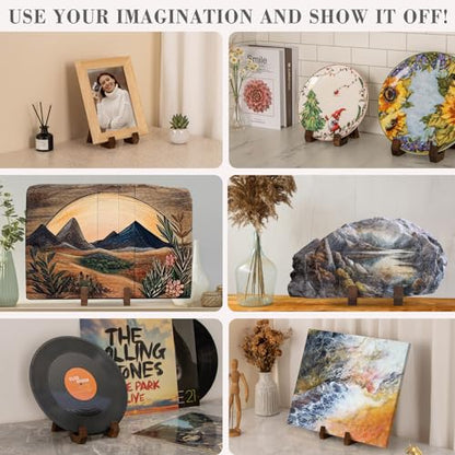 ANBOXIT Plate Display Stand, 8 Inch Plate Holder for Displaying | Decorative Plate Stand for Picture Frame Dish Photo Plaque Platter Wood Stand
