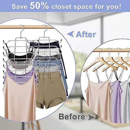 2Pcs Tank Top Hangers Space Saving Hanger Organizer Bra Hangers Silver | 360° Rotating Metal Closet Organizers and Storage Lingerie Hangers for Tank Tops Cami Bras Belts Swimsuits Lingeries