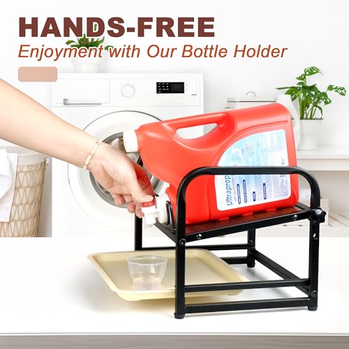 Laundry Detergent Holder & Laundry Detergent Soap Dispenser - Liquid Laundry Detergent Organizer with Drip Tray & Adjustable Tilting Board, for Laundry Room Organization and Storage
