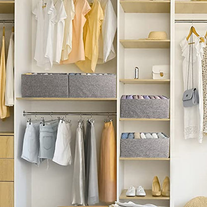 Fixwal Wardrobe Clothes Organizer 4 Pack 7 Grid Closet Storage Divider Bins | Board-Supported Design, 7 Divided Compartments, Washable Construction, for Jeans T-Shirts Pants and Leggings