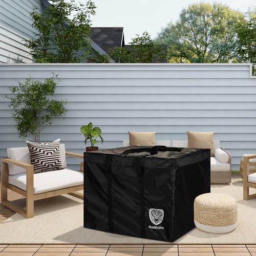 Outdoor Cushion Storage Bag with Zipper, Large Patio Storage Bags | Heavy Duty 420D Fabric, 32x32x24IN, Waterproof, Dustproof, Square, Black, Ideal for Furniture Cushions, Pillows