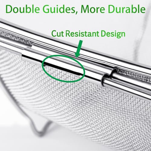 Tiawudi 6-Quart Large Over The Sink Colander, Heavy Duty 40% Thicker 18/8 Stainless Steel Fine Mesh Strainer Basket with Expandable Rubber Grip Handles - Strain, Drain, Rinse Fruits, Vegetables