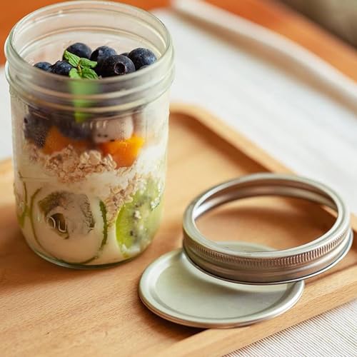 16 oz Wide Mouth Glass Mason Jars with Lids, 6 Pack for Canning