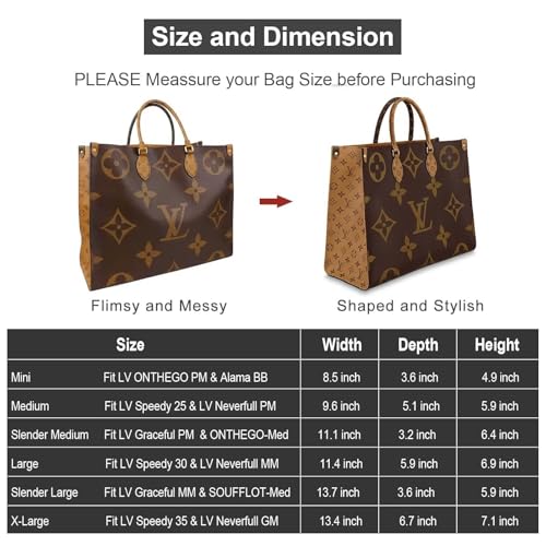 Purse Organizer Insert, Felt Tote Bag Organizer Insert with 5 Sizes, Handbag Dividers for Inside Purse, Compatible with Longchamp, Neverful, Speedy and More