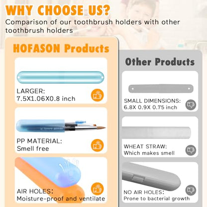 24PCS Large Travel Toothbrush Holders Covers in Bulk, Kids Classroom Plastic Pencil Case, Portable Toothbrush & Toothpaste Case Storage for Back to School Travel Home Use (6 Colors)