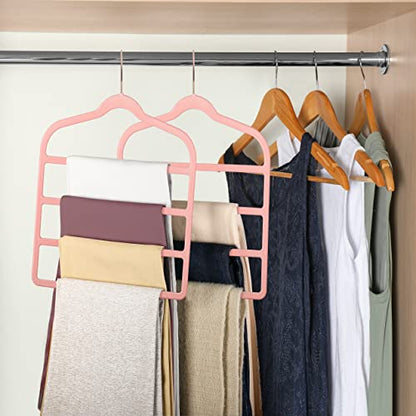 Velvet Pant Clothes Hanger Space Saving Non Slip Hanger Jean Slack Hangers | Multiple Velvet Hanger Closet Organizer Storage and Organization for Jeans,Scarf,Tie(Pink, 3)