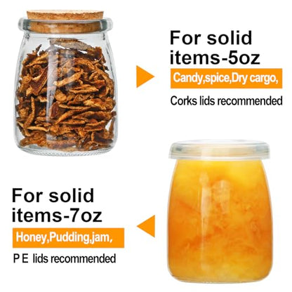 7 oz Glass Jars with Lids,Mini Yogurt Jars 30 Pack, Apothecary Jars