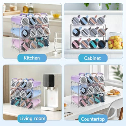 Larger Water Bottle Organizer for Stanley 40 oz Tumbler, Tumbler Organizer | Stackable Water Bottle Holder Rack for Cabinet, Kitchen Storage Organizer for for Stanley Cup Accessories, Tumbler Storage