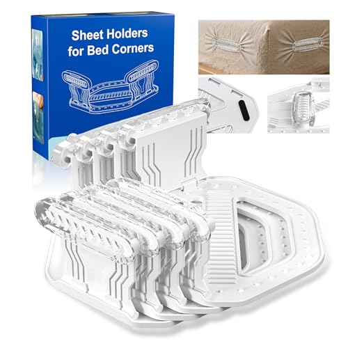 Bed Sheet Holders for Corners: No More Loose Sheet... (White)