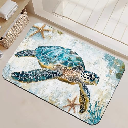 Sea Turtle Bathroom Rugs Mat Non Slip Washable Qui... (Sea Turtle | Diatomite)