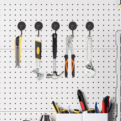 Black Magnetic Hooks Heavy Duty 120LB+ Swivel Strong Magnet Hook | Neodymium Hook Magnets for Hanging Home Workplace Metal Door Office and Garage