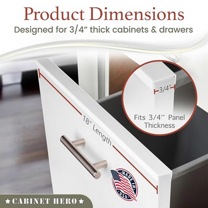 Slimline Cabinet Edge Protector - Prevents Chipping, Wear, Discoloration - Drawer Edge Guard, Bumper for Drawer - Easy Slip-On Installation - 3/4" Thick, 18" Length, White Pack of 4