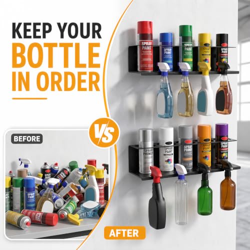 4Pcs Wall-Mounted Aerosol Spray Can Holder for Garage and Workspace | Steel Multi Hole Spray Bottle Rack, Flexibly Utilize Storage Space, Black Powder-Coated, No Assembly Required