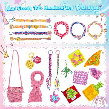 6-in-1 Friendship Bracelet Making Kit,Weaving Loom Kit Toys, 500+ Pcs Craft Kits For Kids,A multi-functional Weaving loom that can be used to make Bracelet, potholder, pendants, bags, hats and scarves