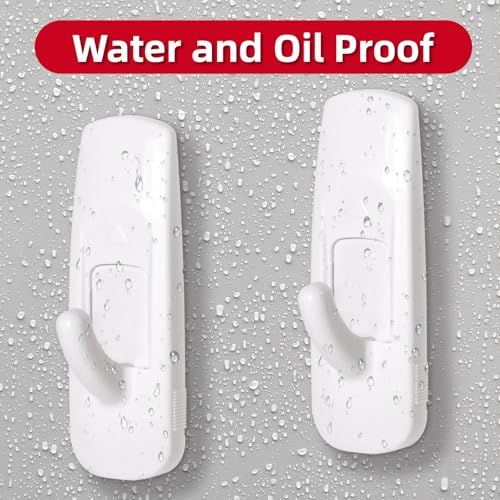20 Medium Hooks for Hanging, Adhesive Wall Strips Hooks Heavy Duty, no Damage Sticky Utility with 24 Strips for Bathroom Towel，Coat，Door，Key