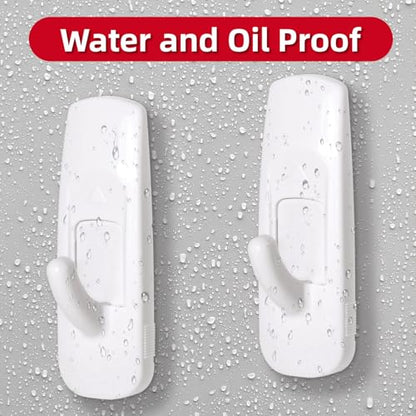 20 Medium Hooks for Hanging, Adhesive Wall Strips Hooks Heavy Duty, no Damage Sticky Utility with 24 Strips for Bathroom Towel，Coat，Door，Key
