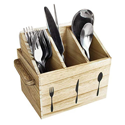 Rustic Elegant Wooden Flatware Organizer Caddy, Oa... (Oak | Wood)
