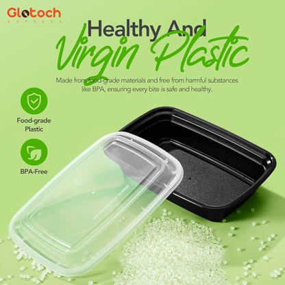 Meal Prep Containers 24oz-100 Pack (200-Piece) Reusable Food Storage Containers with Lids Microwave, Freezer, Dishwasher Safe - Leakproof & BPA Free Durable Plastic Bento Box for To Go Take Out