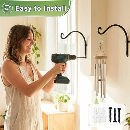 AJART Heavy-Duty Plant Hanger Outdoor: 50 Lbs Wall Mount Bracket Hook | 12 Inch / 2 Pieces Hanging Metal Bracket for Wooden Fence, Rust Proof Solid Iron, Hardware for Brick Wall, Yard Decor