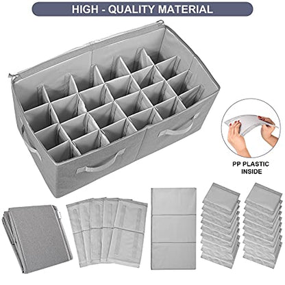 Shoe Organizer Closet Storage Solution with Clear Cover & Adjustable Dividers for Shoes, Handbags, Blankets, Linen, Clothing (Large - 24 Pairs, Grey)