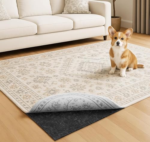 Warmstar 8x10 FT Non Slip Rug Pad,100% Waterproof Felt Rug Pad,1/8" Thick | Rug Pad for Hardwood Floors ,Soft Carpet Pad with Natural Rubber Backing, Secure Grip & Floor Protection