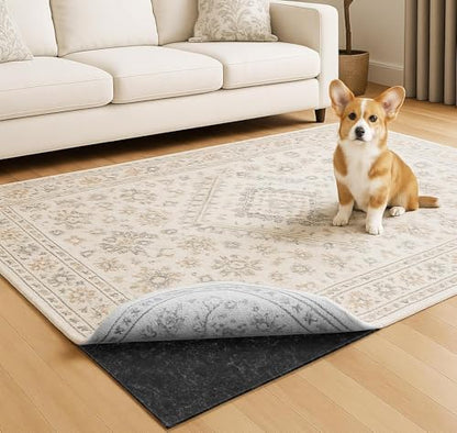 Warmstar 8x10 FT Non Slip Rug Pad,100% Waterproof Felt Rug Pad,1/8" Thick | Rug Pad for Hardwood Floors ,Soft Carpet Pad with Natural Rubber Backing, Secure Grip & Floor Protection
