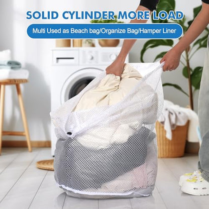 3 Pack XXL Mesh Laundry Bags for Delicates, Extra Large Laundry Wash Bags for Clothes,Bed Linen,Toys with Drawstring Closure Sturdy(3 XXLarge 28 x 26 Inches)