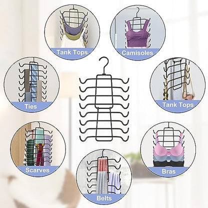 2Pcs Tank Top Hangers Space Saving Hanger Organizer Bra Hangers Black | 360° Rotating Metal Closet Organizers and Storage Lingerie Hangers for Tank Tops Cami Bras Belts Swimsuits Lingeries