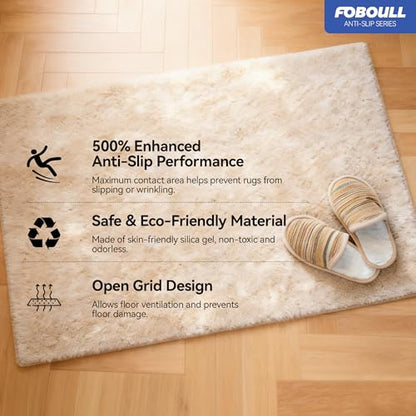 Strong Rug Pad Gripper, 5X Non-Slip Power, Grips Help Keep Area Rugs Safe and in Place, Slip and Skid Resistant Pads for Hard Floors, Under Carpet Mat Cushion and Hardwood Protection 3x5 FT